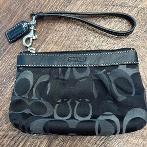 Coach Signature Black and Gray Wristlet